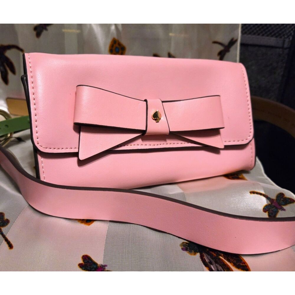 NWT - Kate Spade Pink Leather Logo Stud Belt Bag - L/XL - Picture 2 of 7